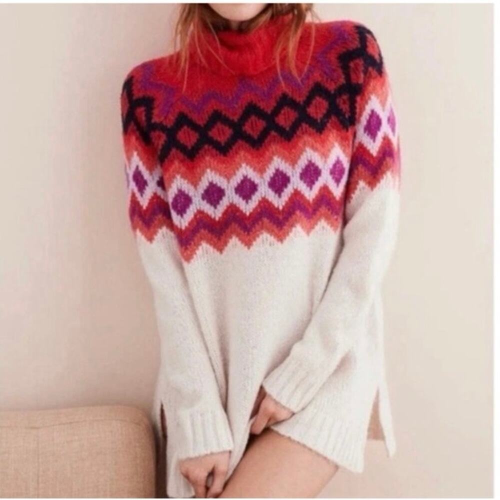 Aerie Chunky Cozy Fair Isle Turtleneck Sweater Medium